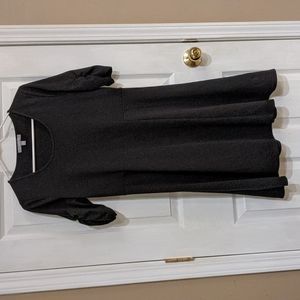 Black NY Collection Petite Medium Fit and Flare Dress Ruched 3/4 Sleeves LBD